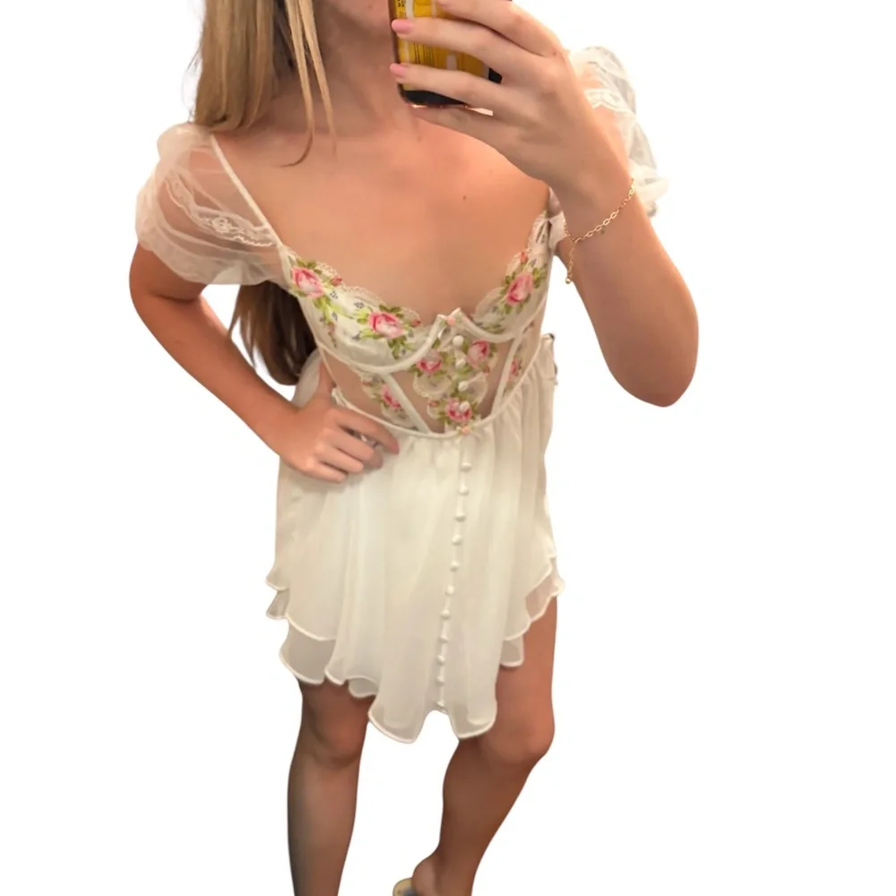 For Love and Lemons Trellis Rose Mini Dress - XS - Picture 4 of 4